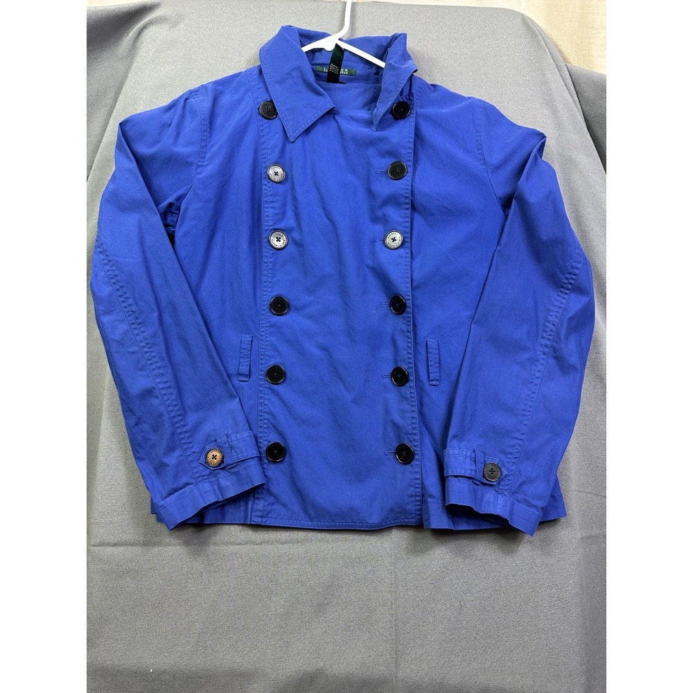 Lauren Ralph Lauren Women's Blue Double Breasted Pea Coat Jacket Size L